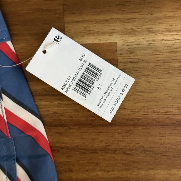 VOLCOM Manic 2 Boardshorts 20" Printed Stretch Swim Trunks Size 31 Beach Pool - Picture 6 of 9